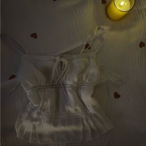 Aeropostale White Lace Trim Cami Top